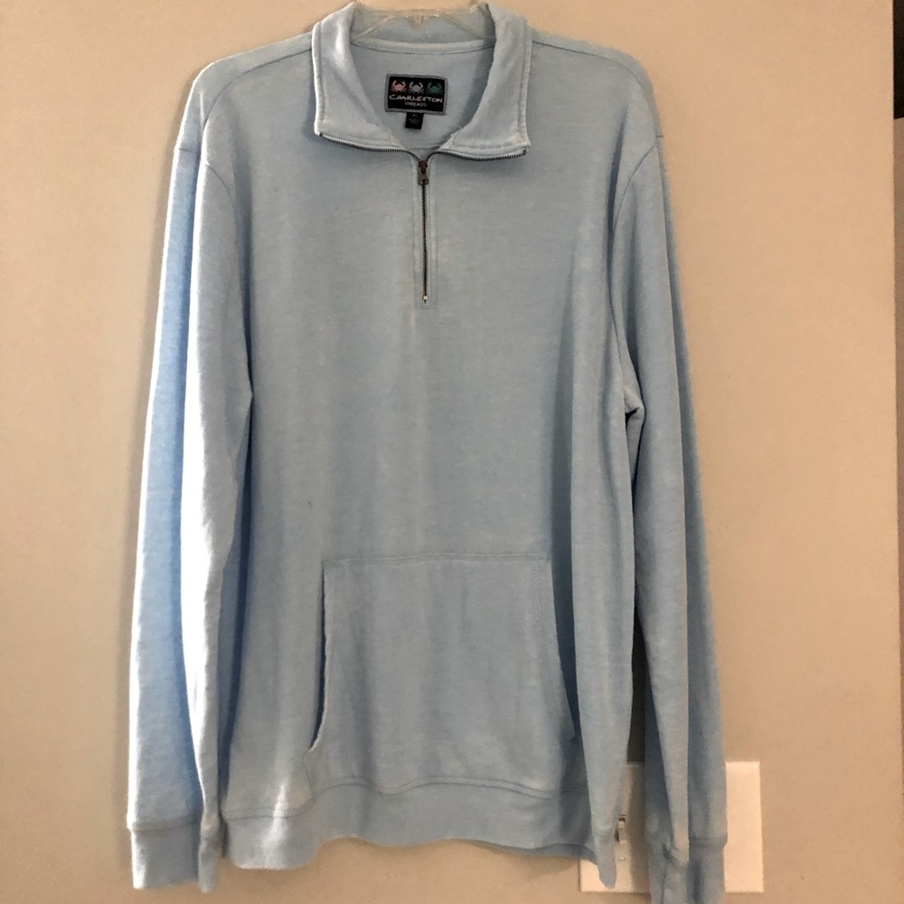 Charleston Threads Men’s Light Blue Sweatshirt Pull Over 1/4 Zip Shirt XL